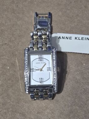 Anne Klein Two-Tone Silver and Gold Crystal-Accent Women's Watch